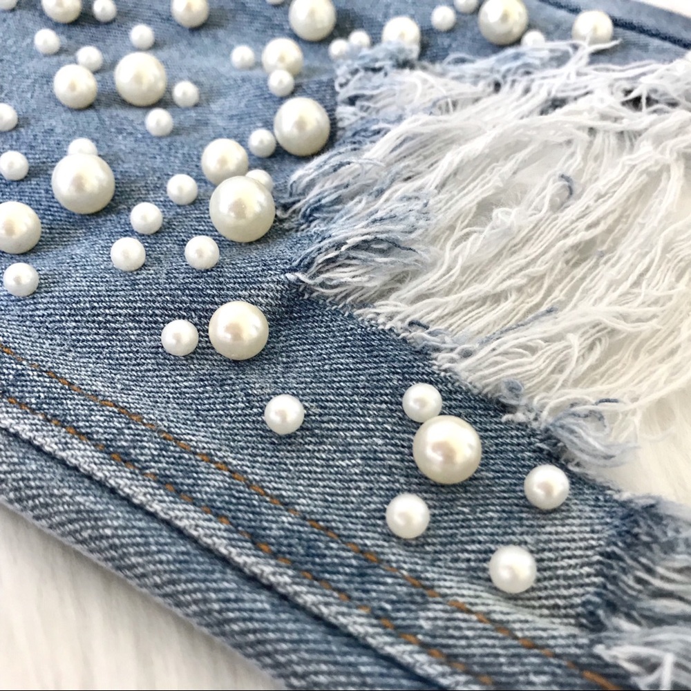 LAST ONE! ❤️ Pearl Embellished Straight Leg Denim - Picture 3 of 6